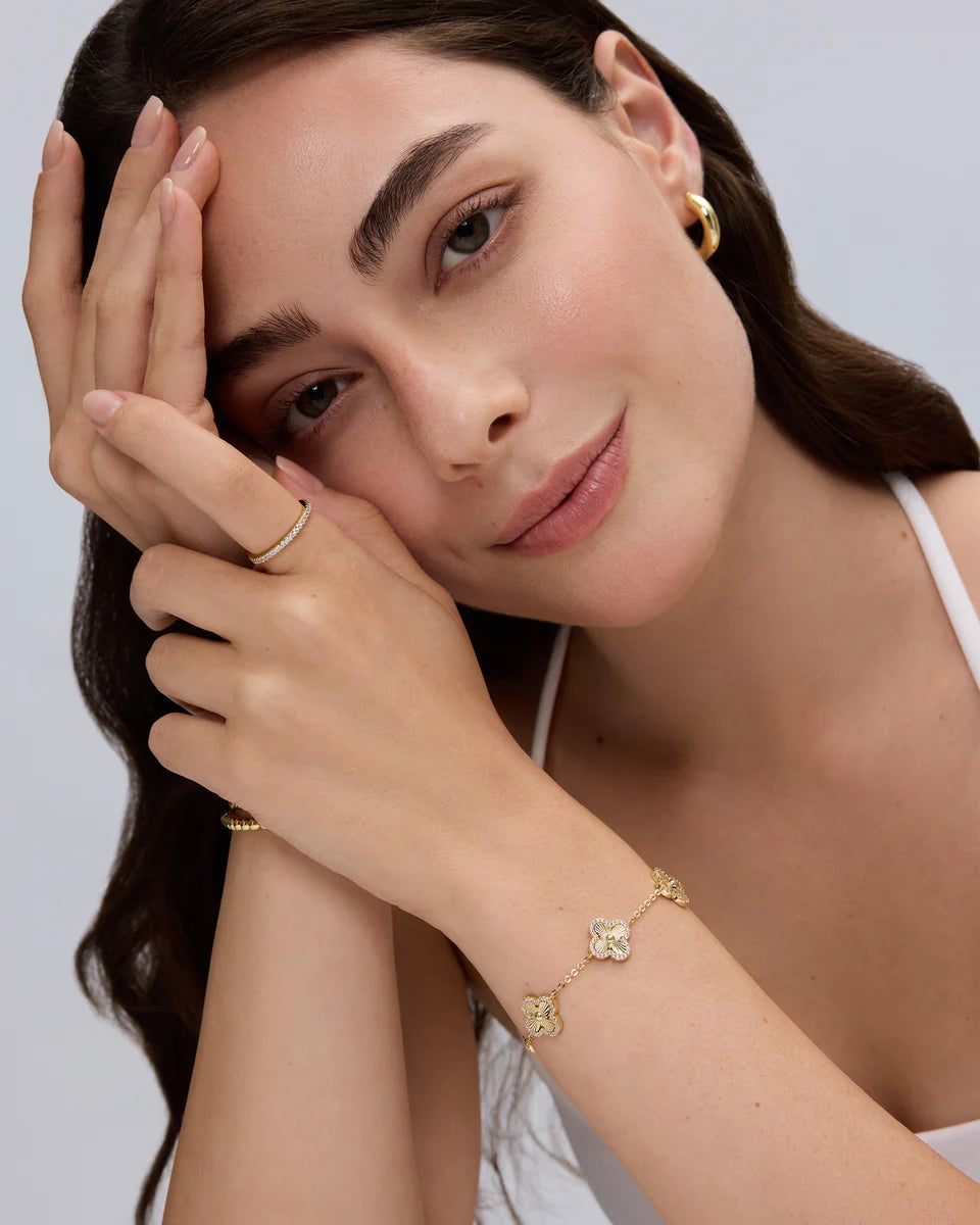 14K Gold Plated Clover Bracelet