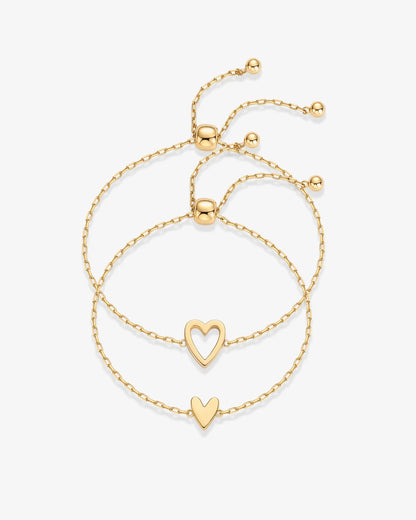 Heart Duo Charm Solitaire Bracelet