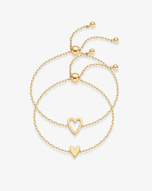 Heart Duo Charm Solitaire Bracelet