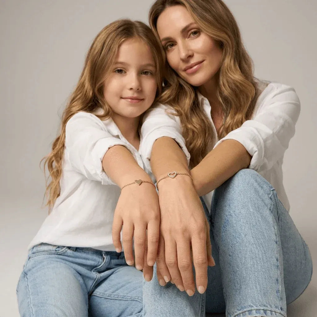 Heart Duo Charm Solitaire Bracelet
